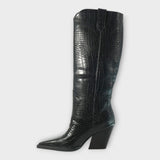 Krokodil-Design Stiefel mit stilvollen Absätzen