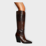 Krokodil-Design Stiefel mit stilvollen Absätzen