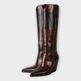 Krokodil-Design Stiefel mit stilvollen Absätzen