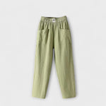Leinenhose mit elastischem Bund und Taschen, grün
