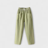 Leinenhose mit elastischem Bund und Taschen, grün