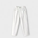 Leinenhose mit elastischem Bund und Taschen, weiß
