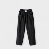 Leinenhose mit elastischem Bund und Taschen, schwarz