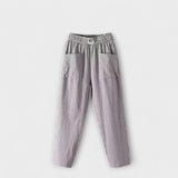 Leinenhose mit elastischem Bund und Taschen, grau
