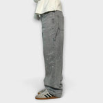 Graue Jeans im Balloon-Carpenter-Stil aus Denim mit Glitzerdetails und Seitentaschen