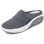 Elaine atmungsaktive orthopädische Clogs, dunkelgrau, Stricknetz, elastischer Slip-On