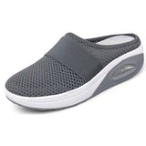 Elaine atmungsaktive orthopädische Clogs, dunkelgrau, Stricknetz, elastischer Slip-On