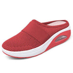 Elaine atmungsaktive orthopädische Clogs, rot, Stricknetz, elastischer Slip-On