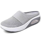Elaine atmungsaktive orthopädische Clogs, hellgrau, Stricknetz, elastischer Slip-On