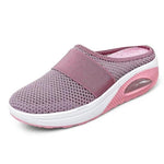 Elaine atmungsaktive orthopädische Clogs, rosé, Stricknetz, elastischer Slip-On