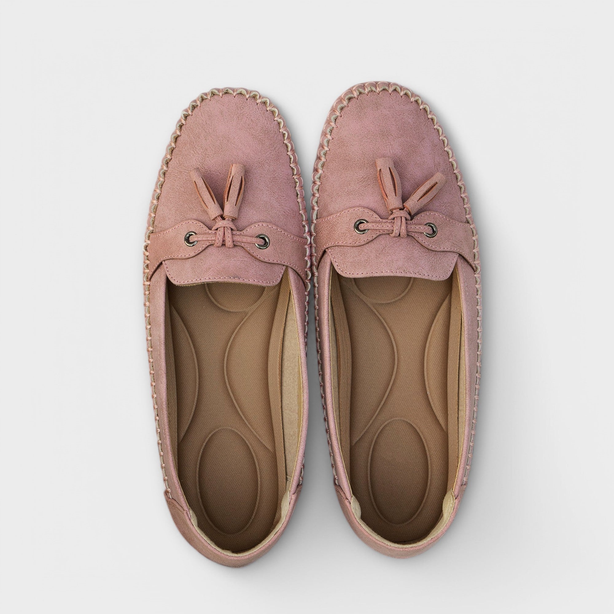 Lise-Slipper in Rosa mit Schlaufen-Schnürung und weicher Innenpolsterung