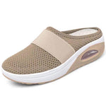 Elaine atmungsaktive orthopädische Clogs, khaki, Stricknetz, elastischer Slip-On