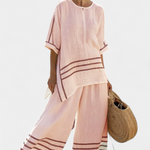 Cláudia Bequemes Set mit Tunika und weiter Hose, gestreift, rosa