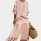 Cláudia Bequemes Set mit Tunika und weiter Hose, gestreift, rosa