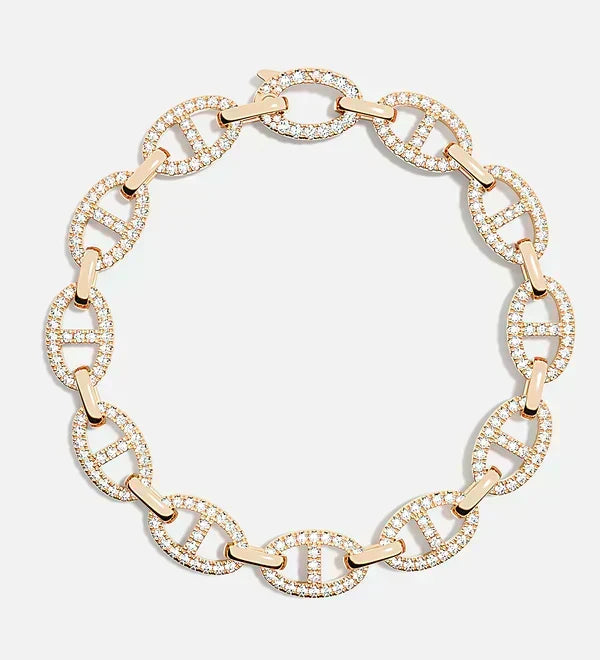 Isla Marina Armband, roségoldfarbenes Gliederarmband mit ovalen Zirkonia-Aufsätzen