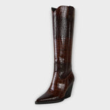 Krokodil-Design Stiefel mit stilvollen Absätzen