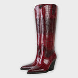 Krokodil-Design Stiefel mit stilvollen Absätzen