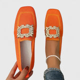 Orthopädischer Hausschuh orange mit goldener Zierapplikation und strukturiertem Innenfutter