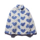 Doppelseitiger Herzmantel, blau-weiß: Fleece mit Herzmuster und Reißverschluss