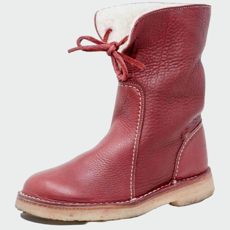 Wasserdichte Lederstiefeletten mit warmem Wollfutter