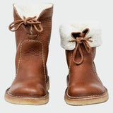 Wasserdichte Lederstiefeletten mit warmem Wollfutter