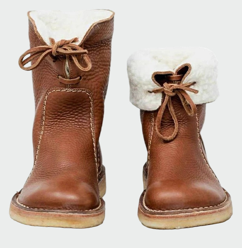 Wasserdichte Lederstiefeletten mit warmem Wollfutter