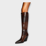 Krokodil-Design Stiefel mit stilvollen Absätzen