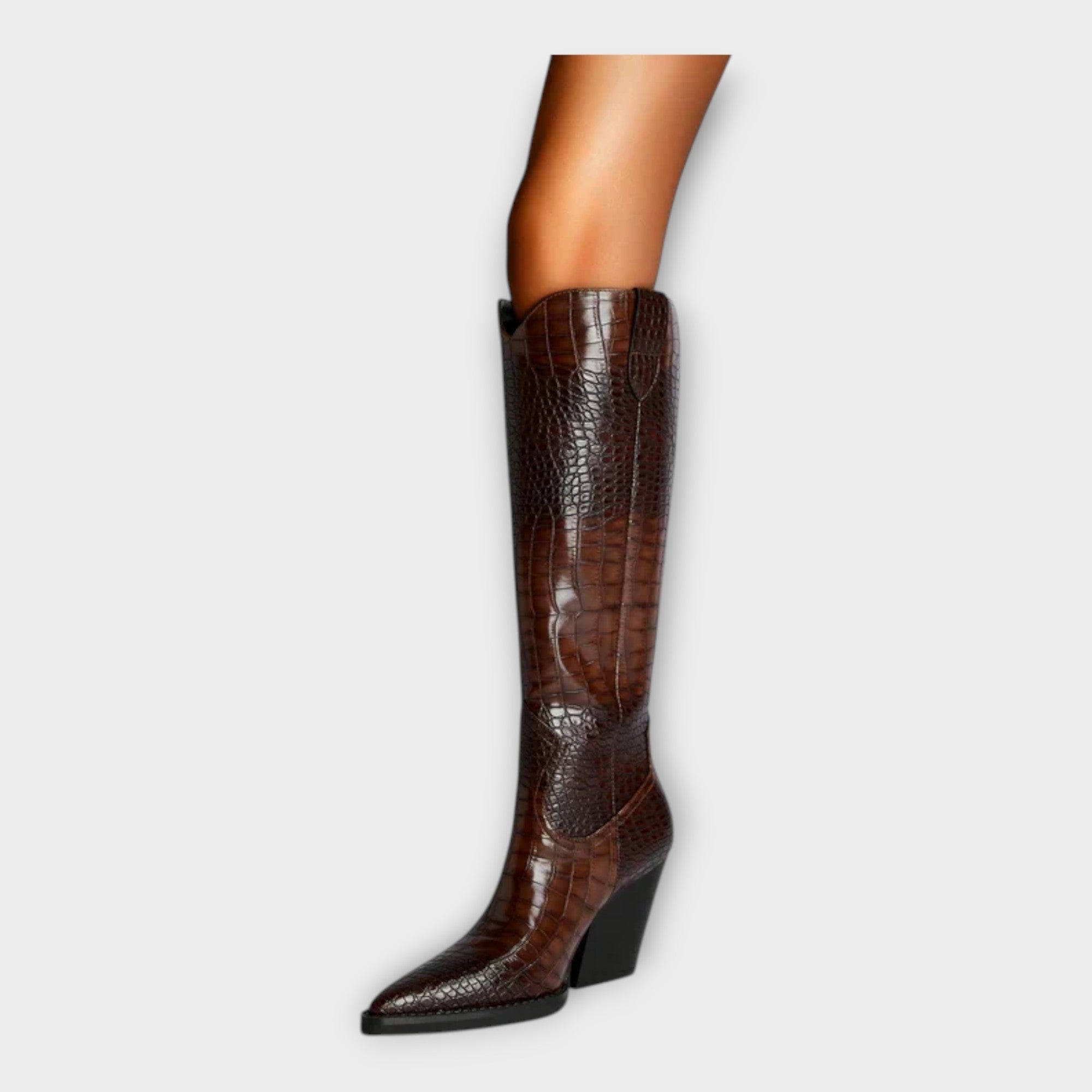 Krokodil-Design Stiefel mit stilvollen Absätzen