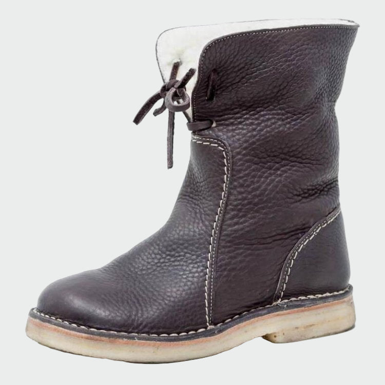 Wasserdichte Lederstiefeletten mit warmem Wollfutter