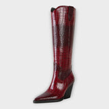 Krokodil-Design Stiefel mit stilvollen Absätzen
