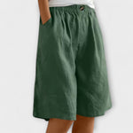 Nerissa-Sommer-Shorts Grün, elastischer Bund mit Knopf