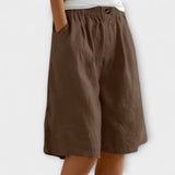 Sommer-Shorts mit elastischem Bund in Dunkelbraun