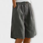 Nerissa-Sommer-Shorts Grau, elastischer Bund mit Knopf