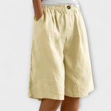 Sommer-Shorts mit elastischem Bund und Knopf, hellgelb