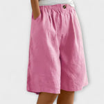 Nerissa-Sommer-Shorts Rosa, elastischer Bund mit Knopf