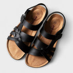 Martina Ledersandalen mit schwarzen Riemen und offener Ferse