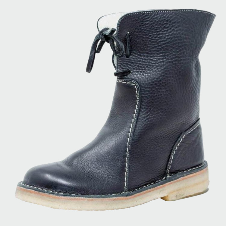 Wasserdichte Lederstiefeletten mit warmem Wollfutter