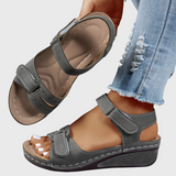 Orthopädische Sandalen, dunkelgrau, Klett- und Riemenverschluss, gepolsterte Sohle
