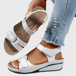 Orthopädische Sandalen, Weiß, Klett- und Riemenverschluss, gepolsterte Sohle