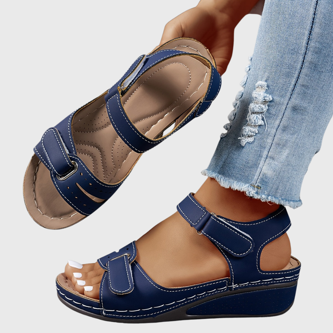 Orthopädische Sandalen, Blau, Klett- und Riemenverschluss, gepolsterte Sohle