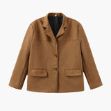Matilda Jacke, braun, Reverskragen, Knopfleiste, zwei aufgesetzte Taschen