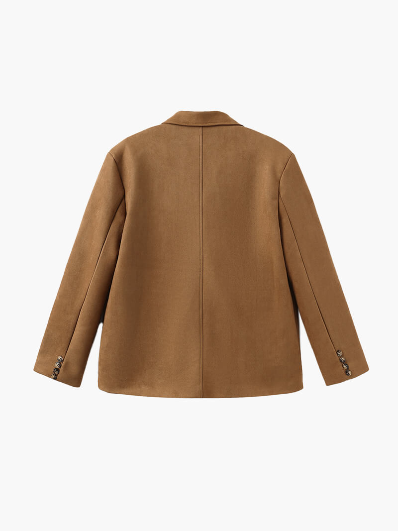 Matilda Jacke, braun, Rückansicht mit Mittelnaht, Knopfdetails an den Manschetten