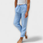 Stacy leichte Hose in Hellblau mit Kordelzug am Bund und geradem, lockerer Passform