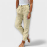 Stacy leichte Hose in Beige mit Kordelzug am Bund und umgeschlagenem Beinabschluss