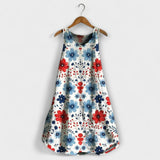 Tank-Top-Kleid mit buntem Blumenmuster, ärmellos, rundem Ausschnitt