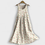 Willow Tanktop-Kleid aus leichtem Stoff, ärmellos, cremefarbenes Blumenmuster, Rundhals