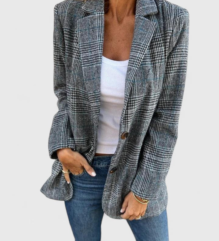 Soralyetta Blazer, kariertes Sakko mit Revers, lange Ärmel, figurbetonte Passform