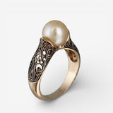 Vintage-Goldring mit einer Perle