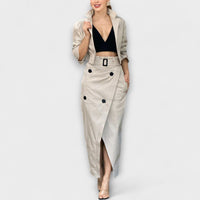 Lyra- Elegante Jacke Midi-Rock mit Taschen
