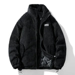 Mascha Cordjacke, schwarzer gerippter Cord mit Reißverschluss und Innenfutter